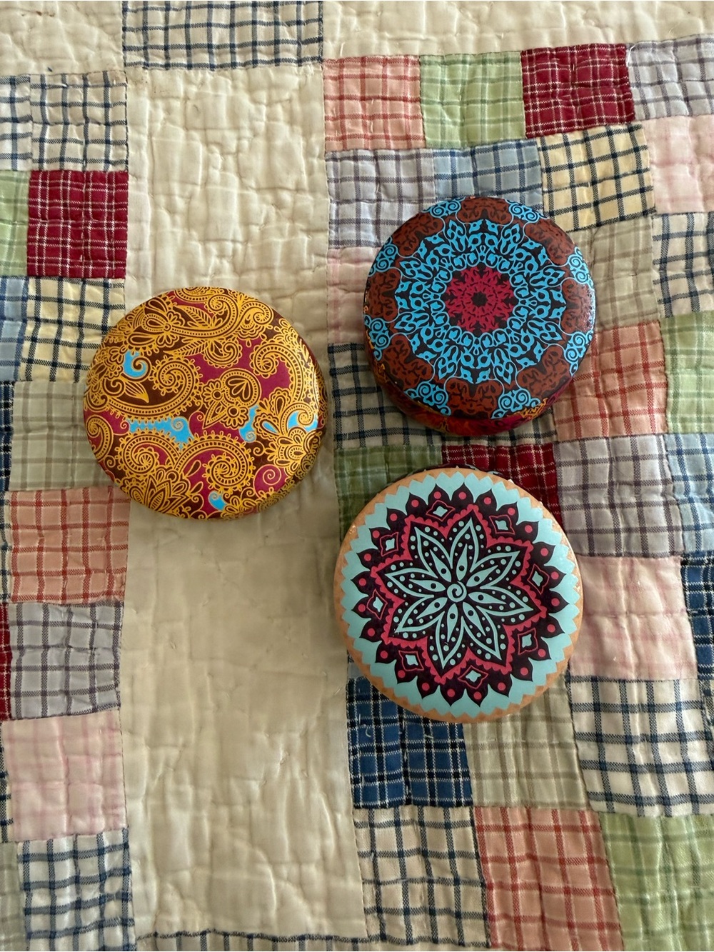 New Set of 3 Decorative Round Metal Tins  with 4.4 ounces of candle in each